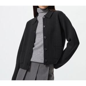 Uniqlo Milano Ribbed Knitted Jacket in Black